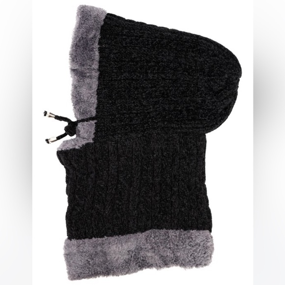 Chenille & Fleece Faux Fur Balaclava Hat Scarf - Picture 4 of 8